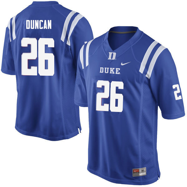 Men #26 Troy Duncan Duke Blue Devils College Football Jerseys Sale-Blue